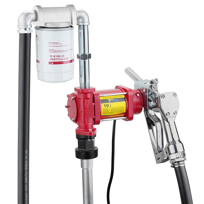 12V brandstof-benzine-transferpompset met mondstuk